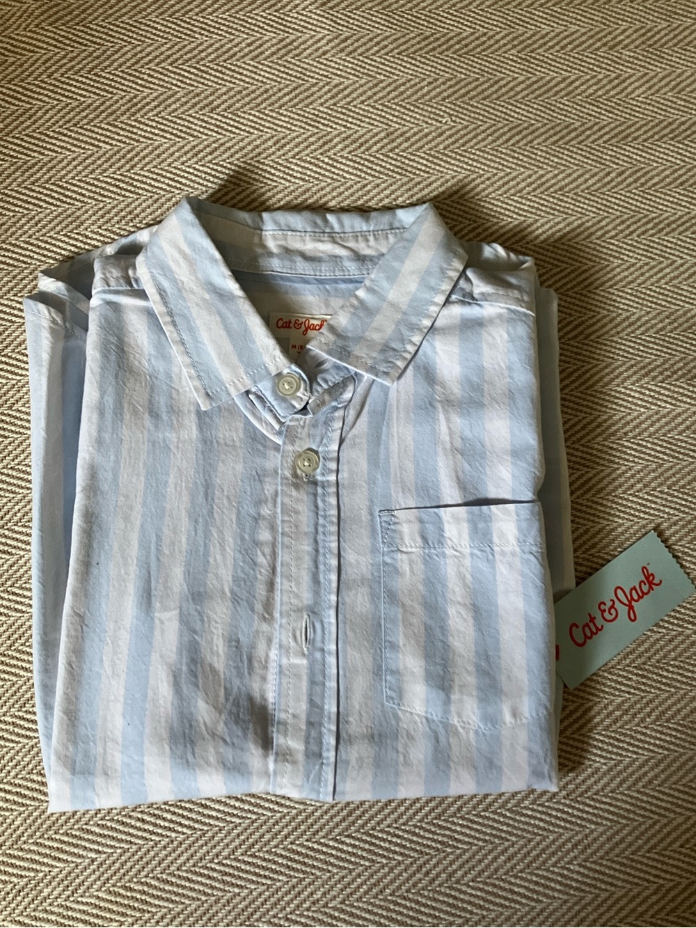 Cat & Jack Blue and White Striped short sleeve Shirt